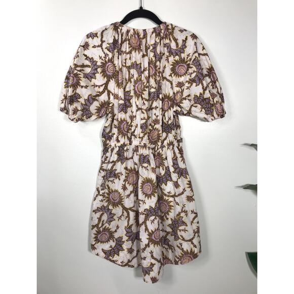 A.L.C. Adelaide Puff Sleeve Short Dress Cotton Poplin Sunflower Mini - Picture 4 of 9